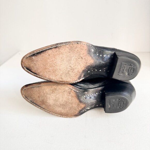 Vintage Justin Black Embroidered Cowboy Tall Boots 6B - Picture 8 of 8